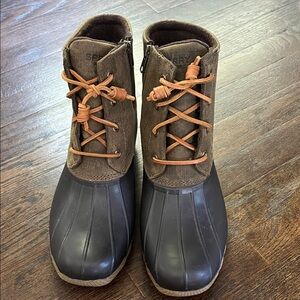 Sperry Men's Black and Brown Rain Boots